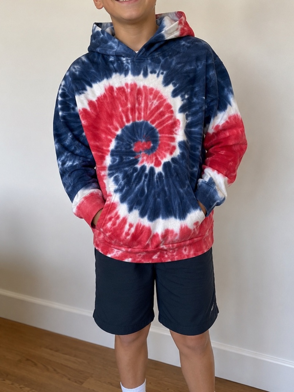 Kids USA Red White Blue Tie Dye Hoodie Youth XL 14-16 Patriotic Pullover